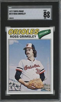 1977 Topps #572 Ross Grimsley 9 card progressive proof.